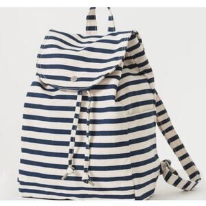 Baggu Blue White Cotton Canvas Sailor Stripe Backpack Sacre Coeur Nautical Boho